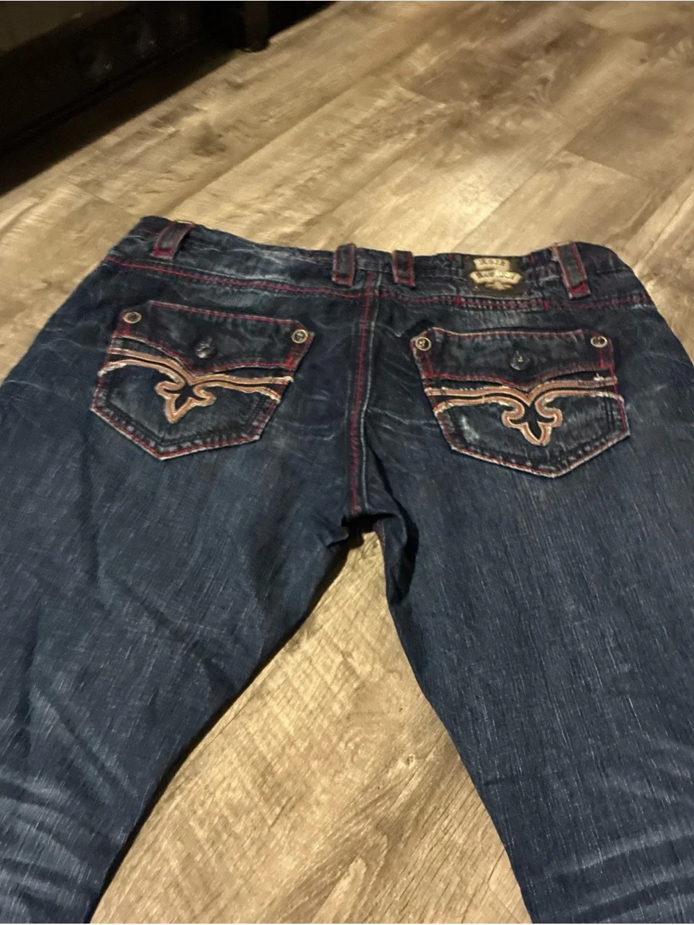Vintage Rock Revival DAN Straight Jeans Men’s SZ 42 Blue Red Used Rare